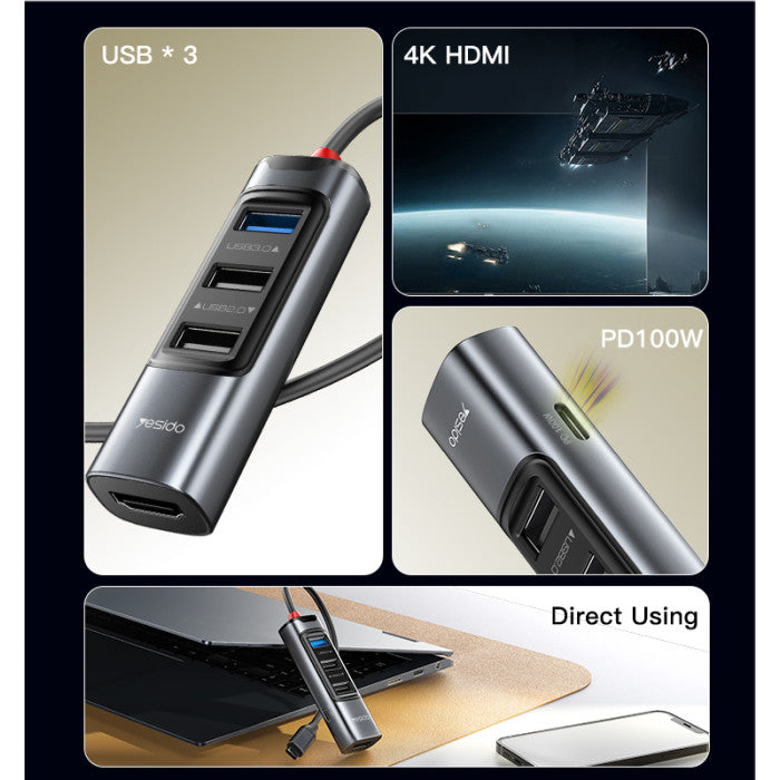 HB22 Type-C to USB and Charging USB Hub