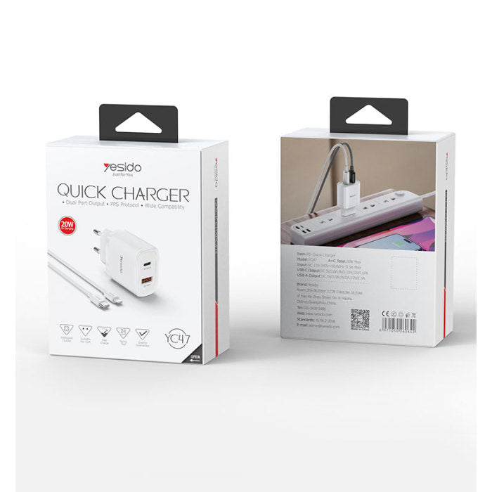 YC47 20W Wall Charger Adapter