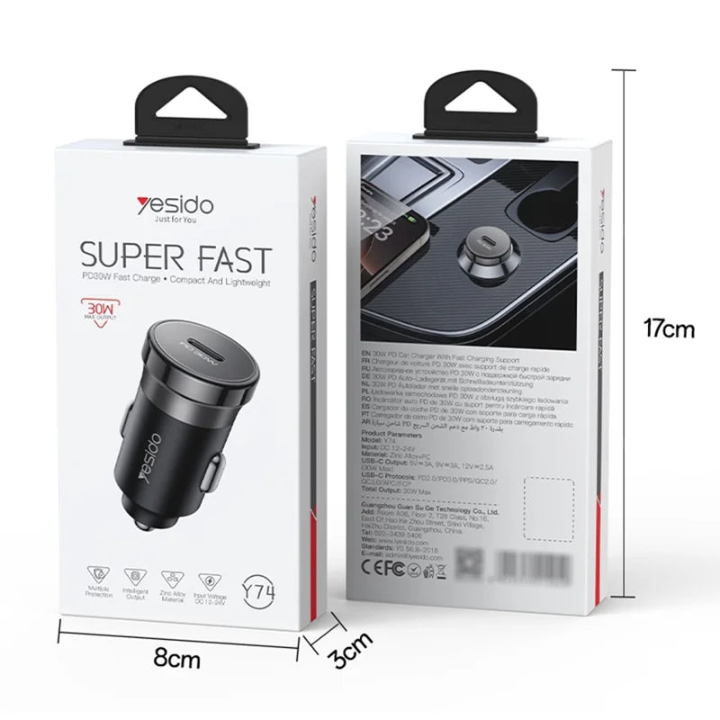 30W single C 30W fast charging car charger Y74