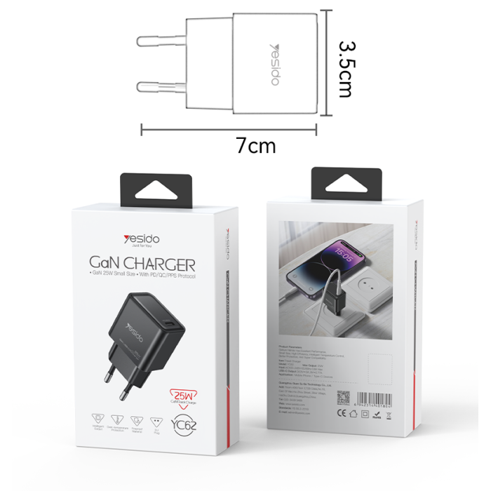YC62 EU 25W Fast Charging Home Charger(TC Port)