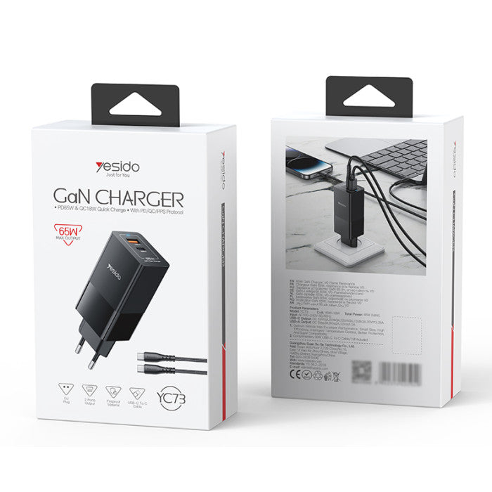 YC73 EU 65W Fast Charging Wall Charger(USB+TC)