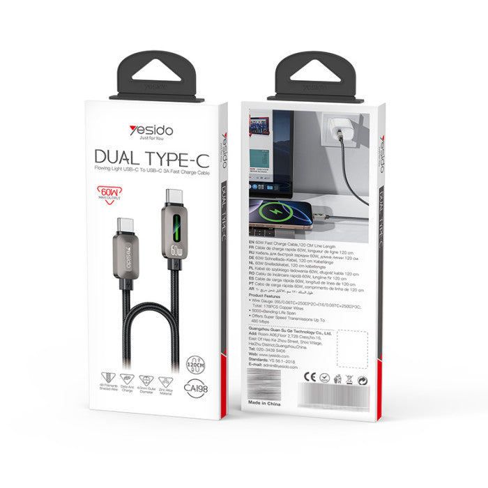 CA198 Type-C To Type-C 60W Fast Charging Data Cable