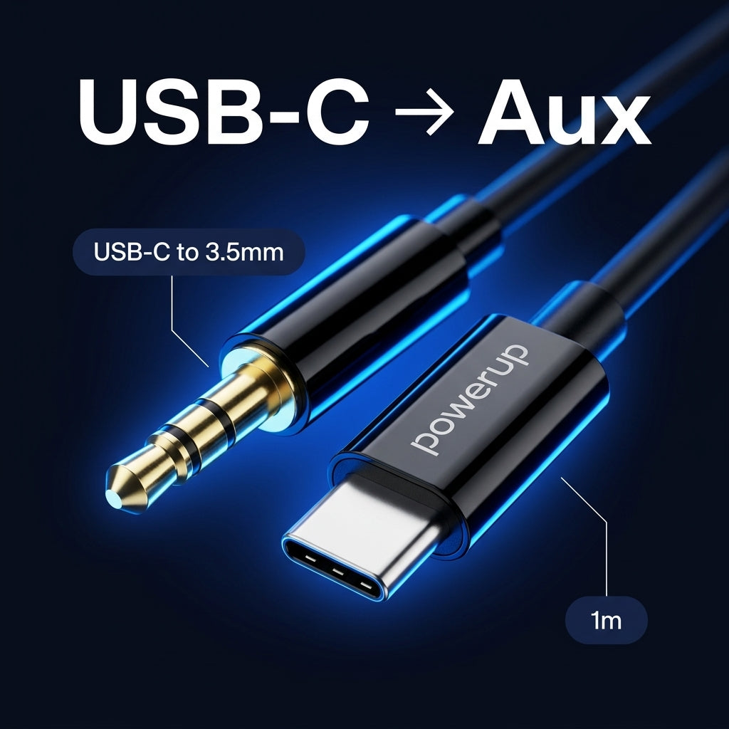 PowerUp AX-2 Audio Cable 3.5mm to USB-C – 1 Meter