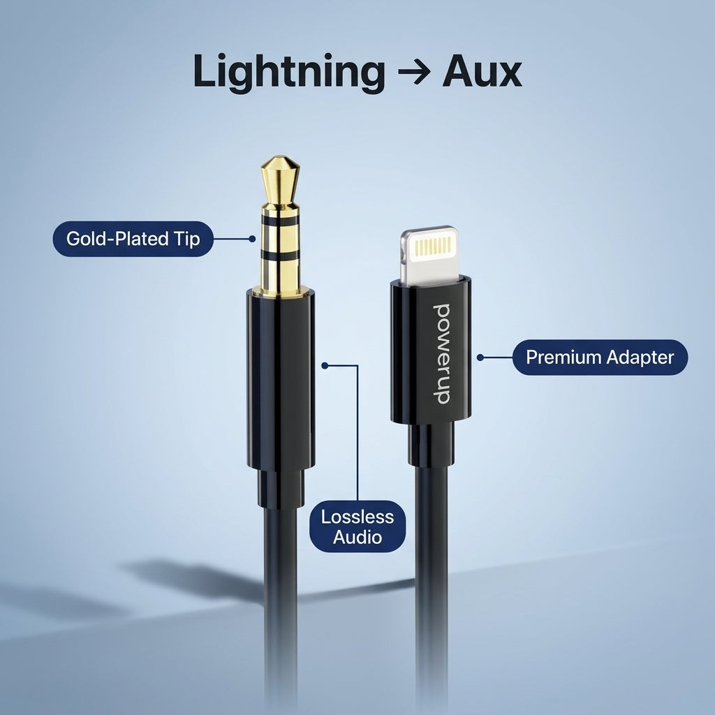 PowerUp AX-3 Audio Cable 3.5mm to Lightning 1m