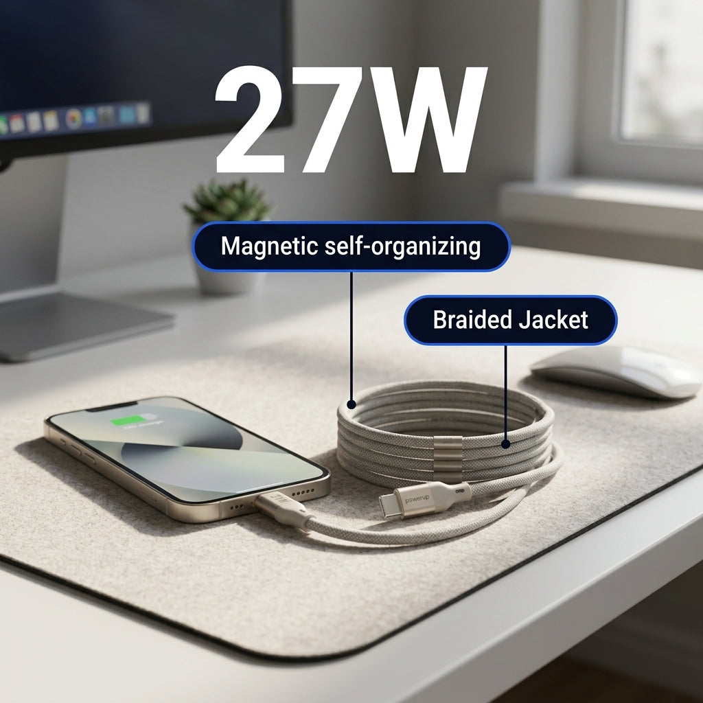 PowerUp MCC-2 100W Magnetic USB-C to LIGHTNING Cable, 1 Meter