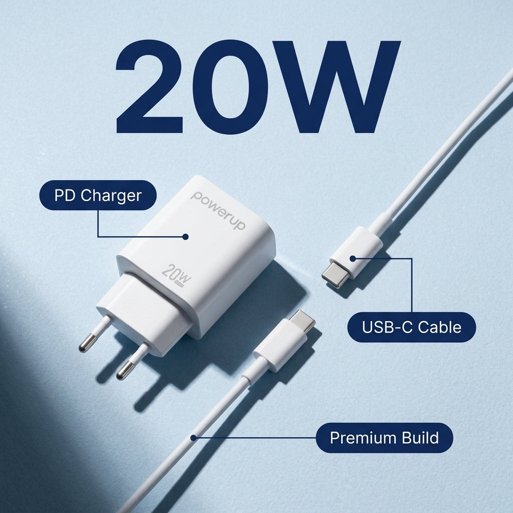 PowerUp P-20W-5 Charger with Usb-c To C Cable PD 20W