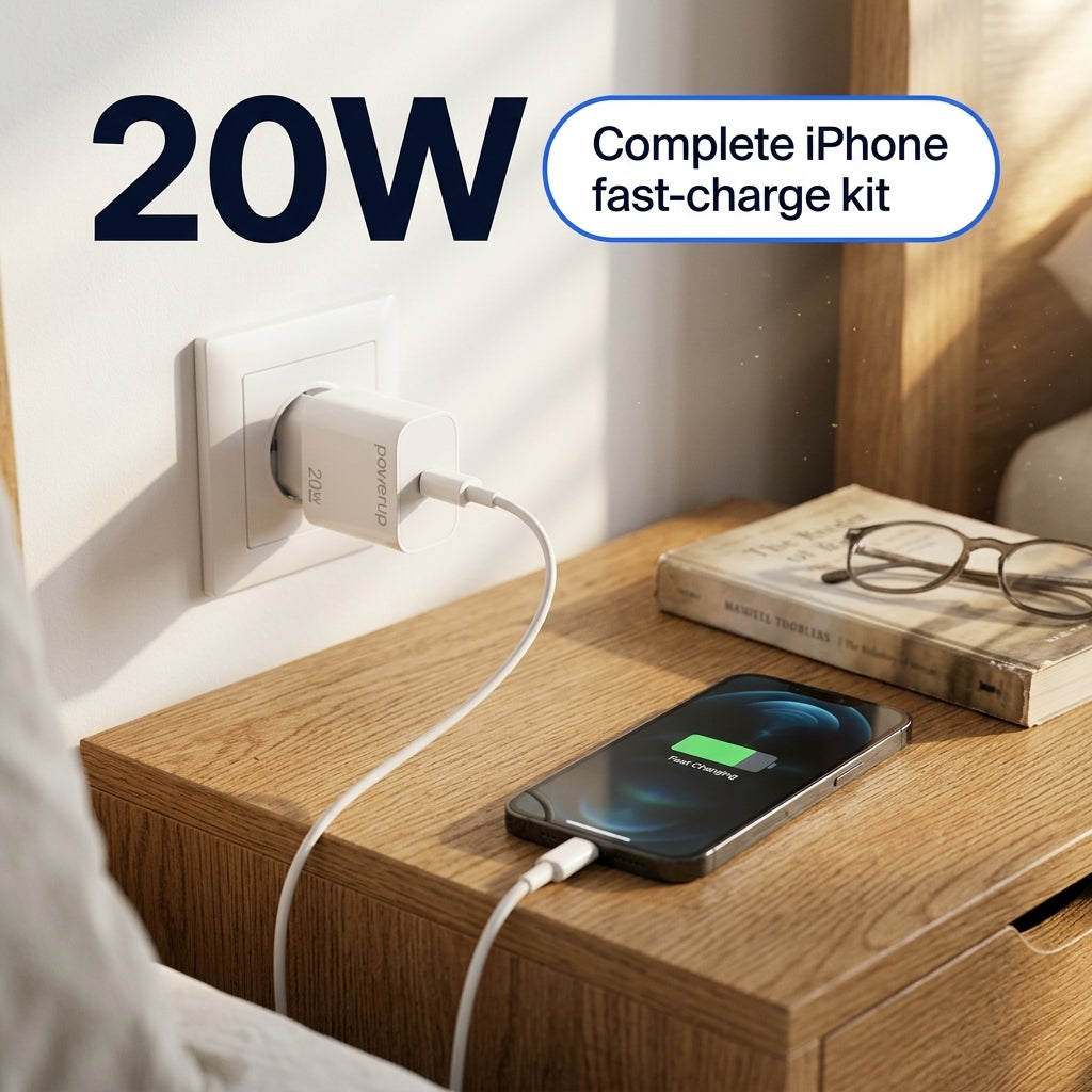 PowerUp P-20W-6 Charger with Usb-c To Lightning Cable PD 20W