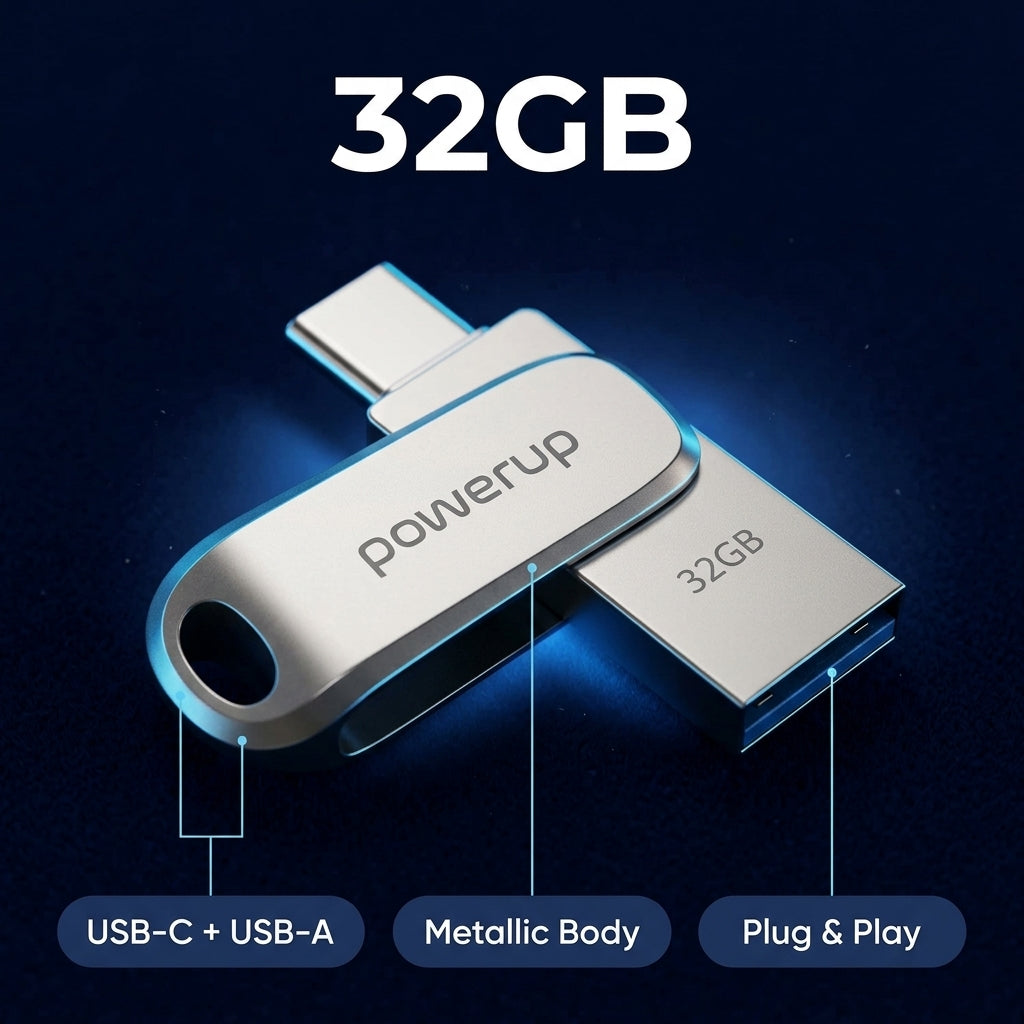 PowerUp - Dual Flash Memory Drive Type-C 32GB