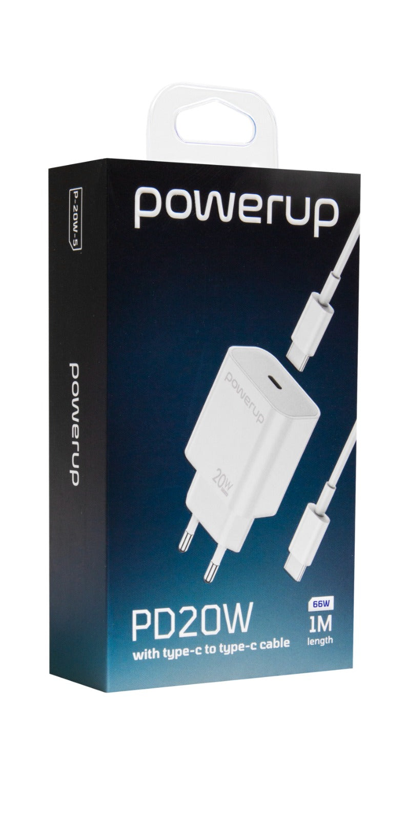 PowerUp P-20W-5 Charger with Usb-c To C Cable PD 20W