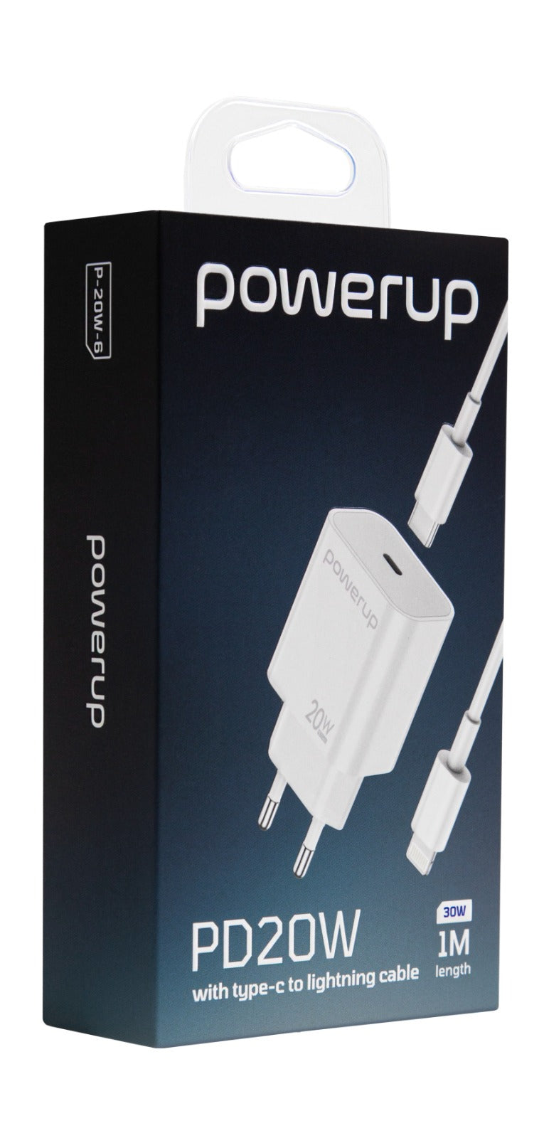 PowerUp P-20W-6 Charger with Usb-c To Lightning Cable PD 20W