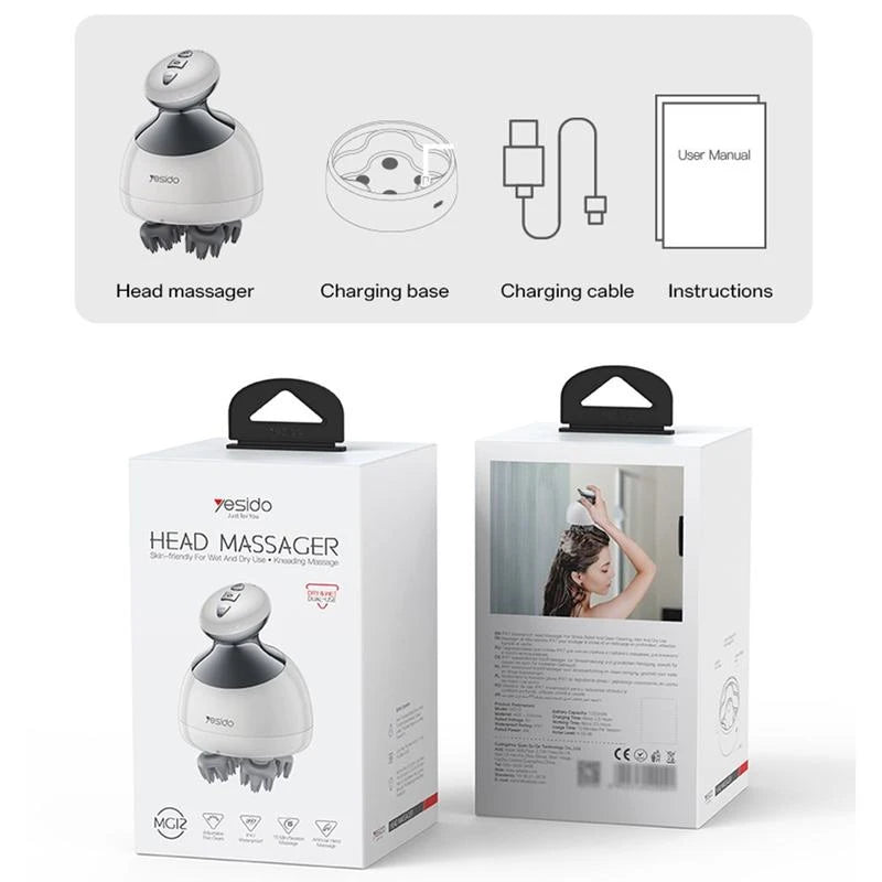 Yesido Head Massager Skin Friendly For Wet And Dry Use Kneading Massage MG12