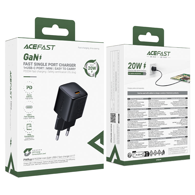 Fast Charge Wall Charger A117 PD20W GaN (1xUSB-C) EU