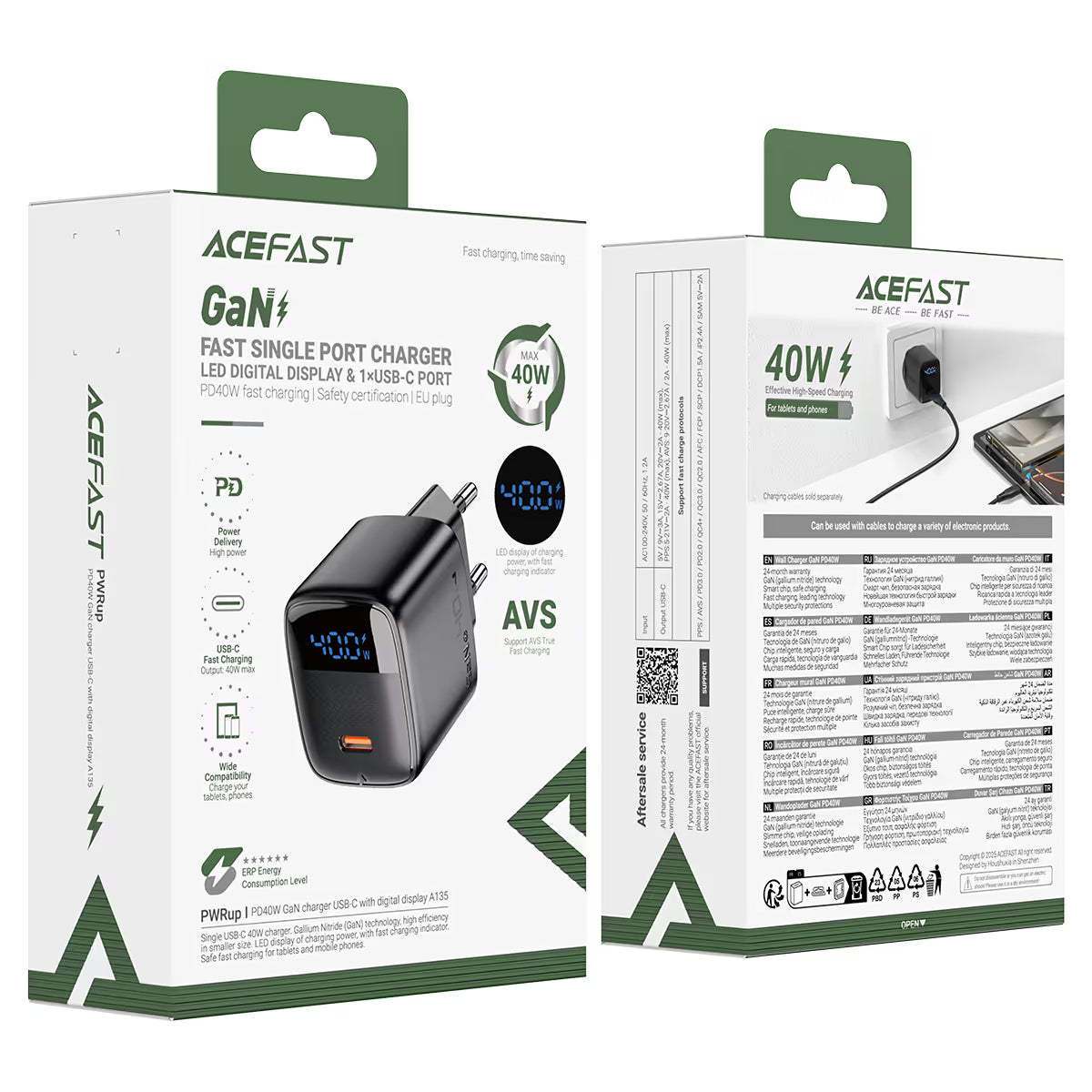ACEFast Charge Wall Charger A135 PD40W GaN (1xUSB-C) EU