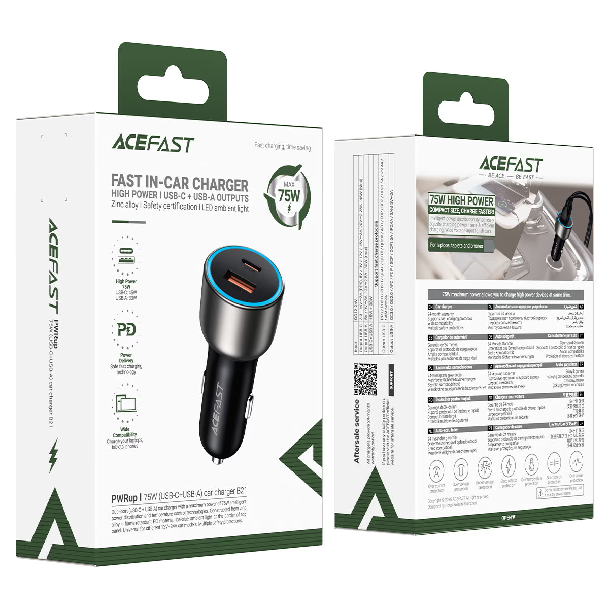 Fast Charge Car Charger B21 75W
