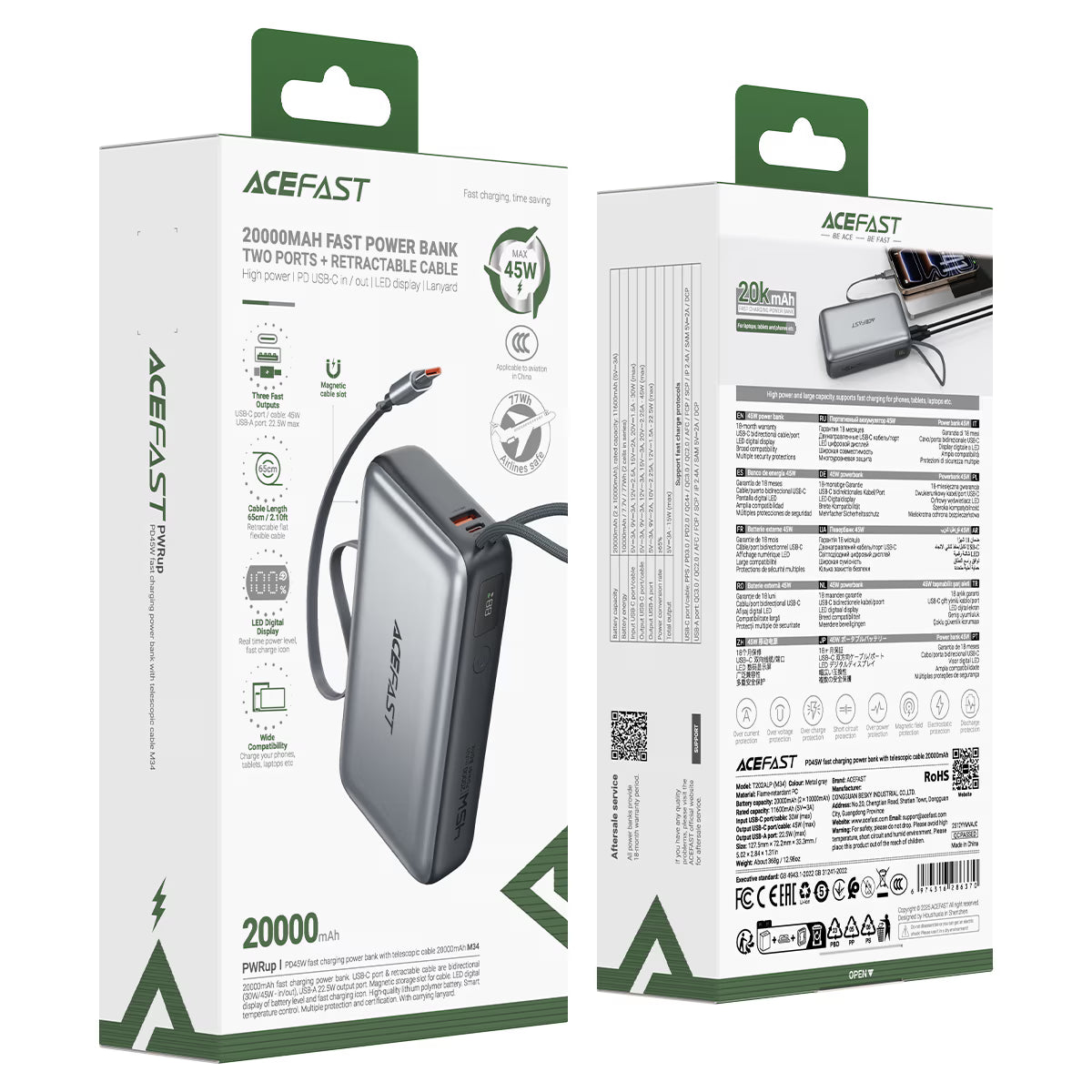 Fast Charge Power Bank M34 PD45W 20000mAh