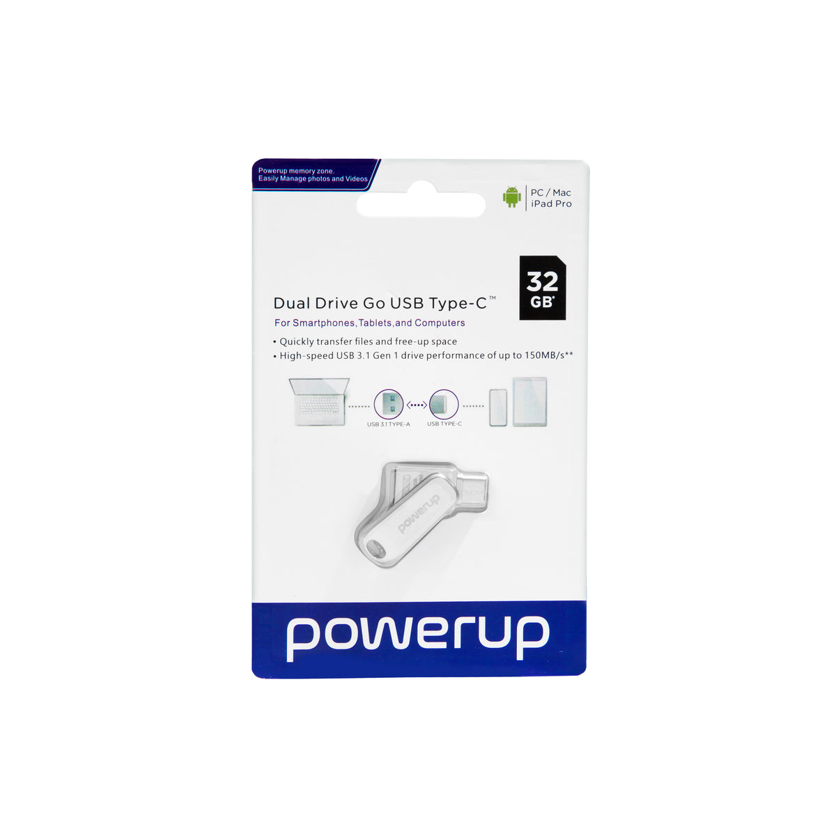 PowerUp - Dual Flash Memory Drive Type-C 32GB