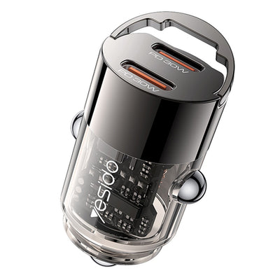YESIDO Y69 PD 30W Dual Type-C Fast Charging Car Charger with Handle
