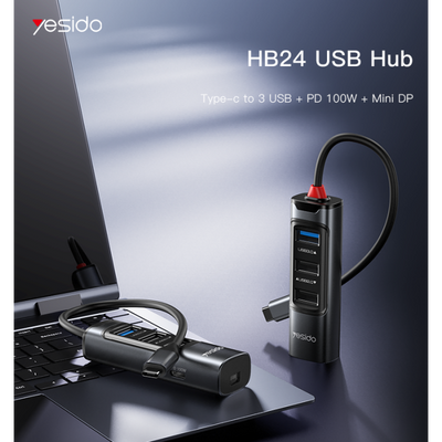 HB24 Type-C to USB and Charging USB Hub