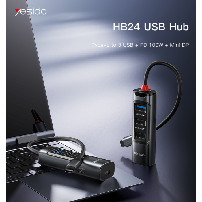 HB24 Type-C to USB and Charging USB Hub