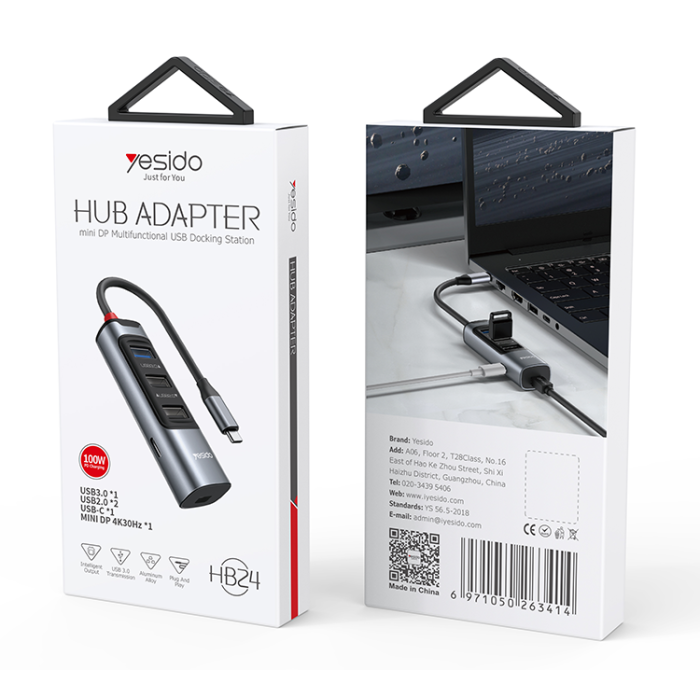 HB24 Type-C to USB and Charging USB Hub