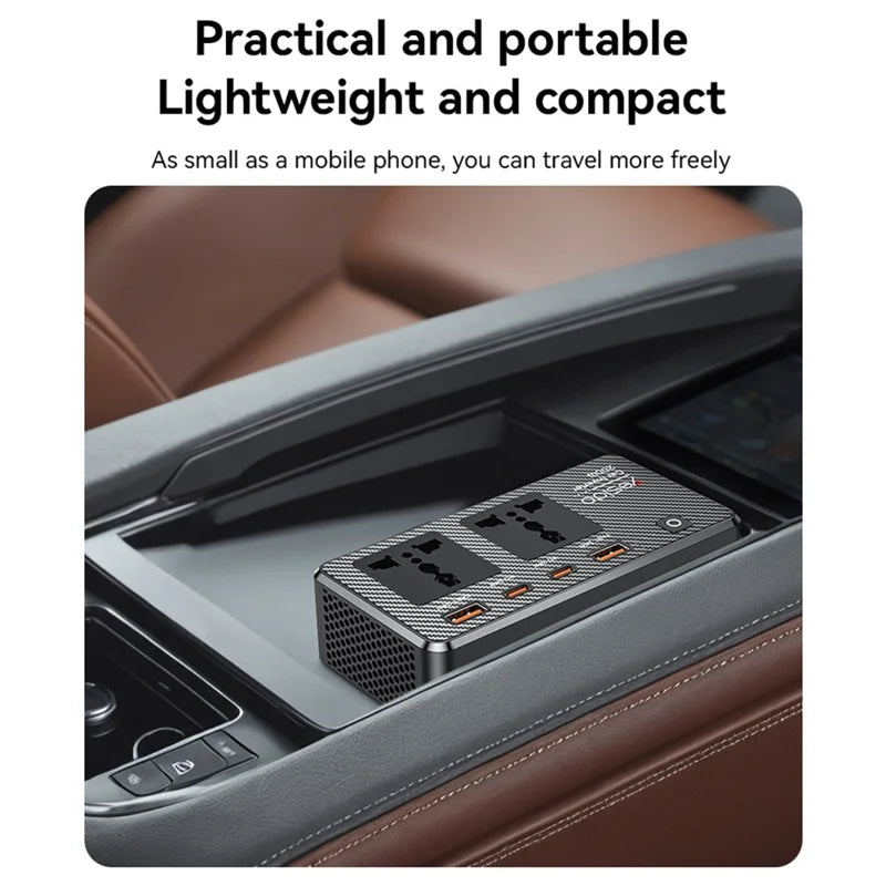 YESIDO VC07 200W High Power Car Inverter Fast Charging Adapter with 2 AC + 2 USB + 2 Type-C Ports