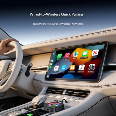 YESIDO KM33 Wireless CarPlay Android Auto AI Box 3 in 1 Dual Band WiFi Bluetooth-compatible 5.0 with RGB Light - Black