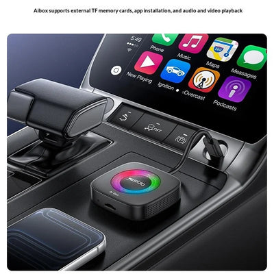 YESIDO KM33 Wireless CarPlay Android Auto AI Box 3 in 1 Dual Band WiFi Bluetooth-compatible 5.0 with RGB Light - Black
