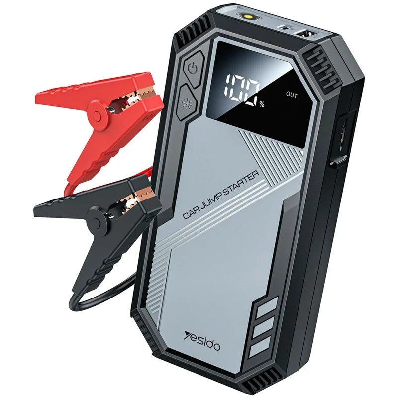 YESIDO VC11 Car Jump Starter 6000mAh Power Bank Smart Clamp for 12V Battery 3.0L Gas Diesel Vehicles