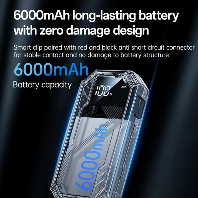 YESIDO VC11 Car Jump Starter 6000mAh Power Bank Smart Clamp for 12V Battery 3.0L Gas Diesel Vehicles