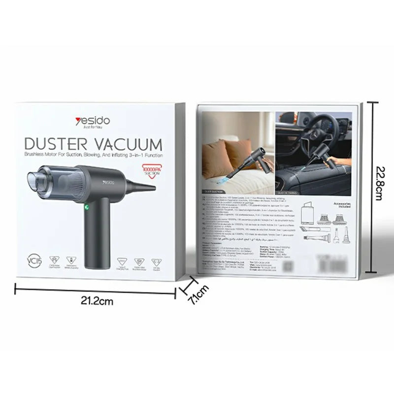 YESIDO VC15 Cordless Car Vacuum Cleaner with LED Display 100 Speeds Adjustable 10000Pa Powerful Suction Dust Blower