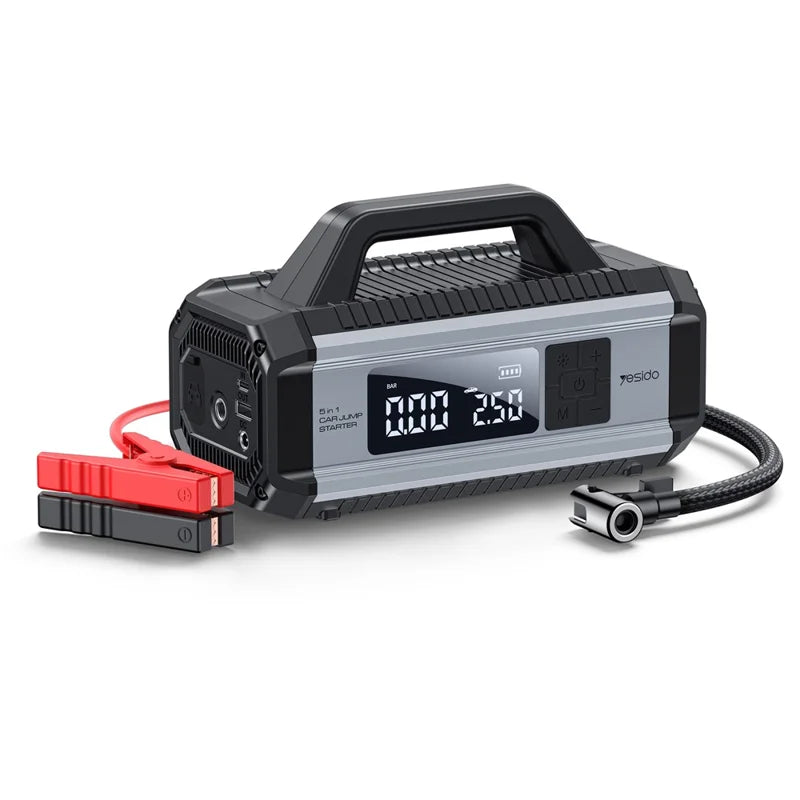 YESIDO VC13 5 in 1 Car Jump Starter 150PSI Tire Inflator Pump 10000mAh Power Bank with Emergency Light