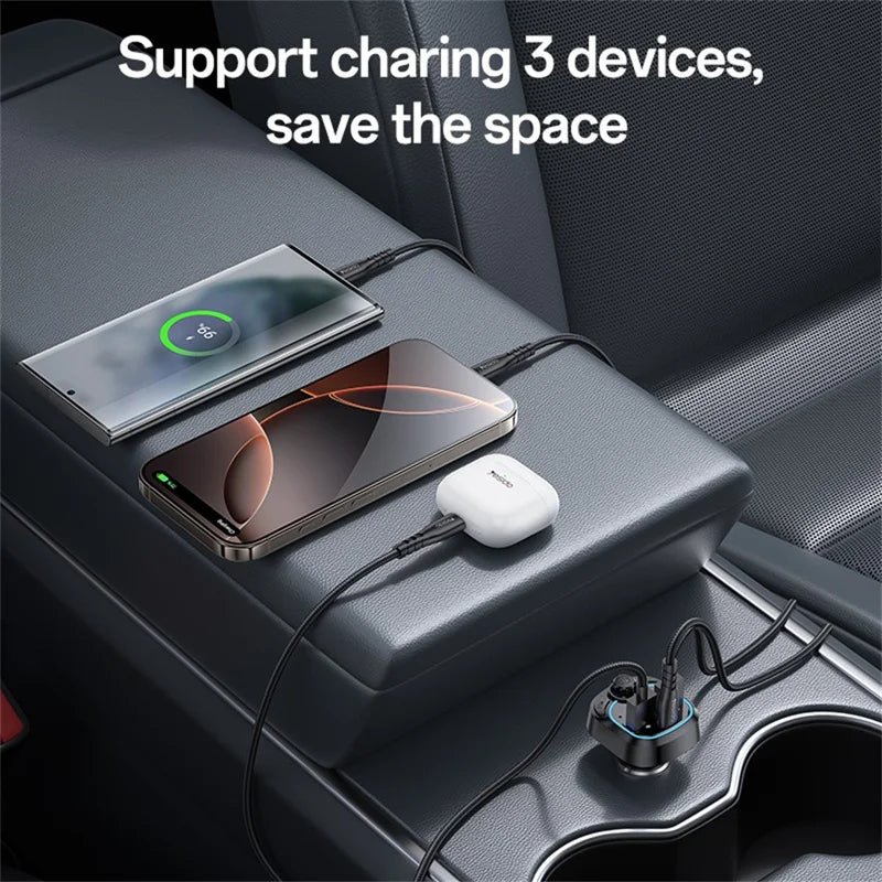 YESIDO Y70 Bluetooth-compatible 5.3 FM Transmitter Car Charger Hands Free Calling MP3 Player