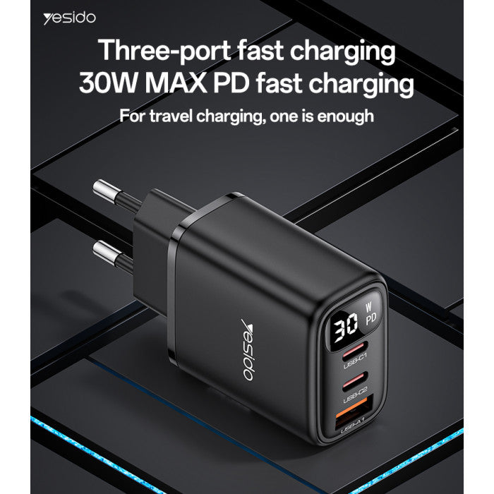 YC69 EU 30W Power Display Fast Charging Wall Charger