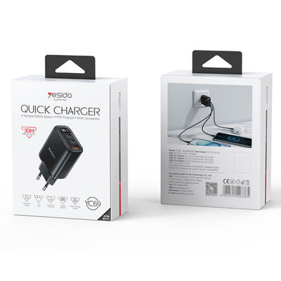 YC69 EU 30W Power Display Fast Charging Wall Charger