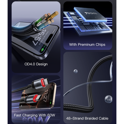 CA181 Type-C To Type-C 60W Fast Charging Data Cable