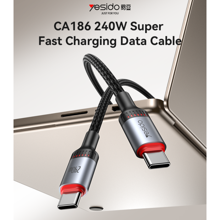 CA186 2M Type-C To Type-C 240W Fast Charging Data Cable