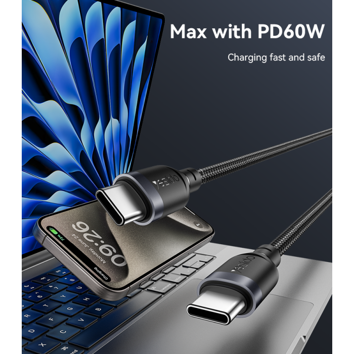 CA190 1.2M Type-C To Type-C 60W Fast Charging Data Cable
