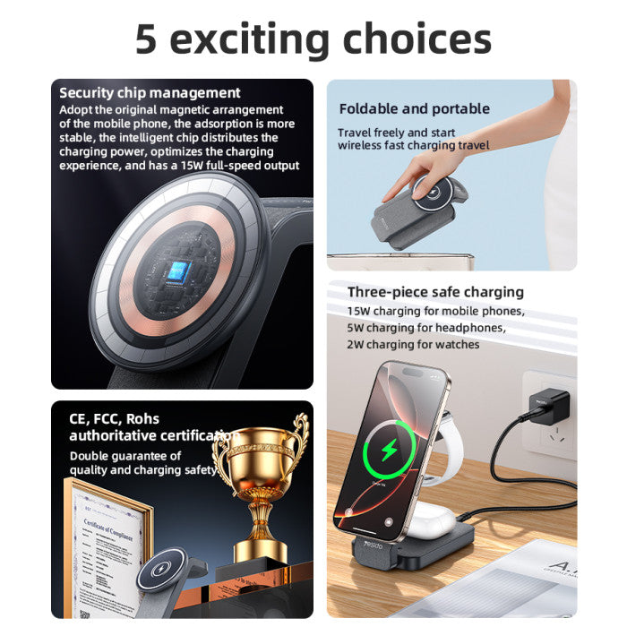 DS26 3 In 1 Folding Wireless Charging Dock
