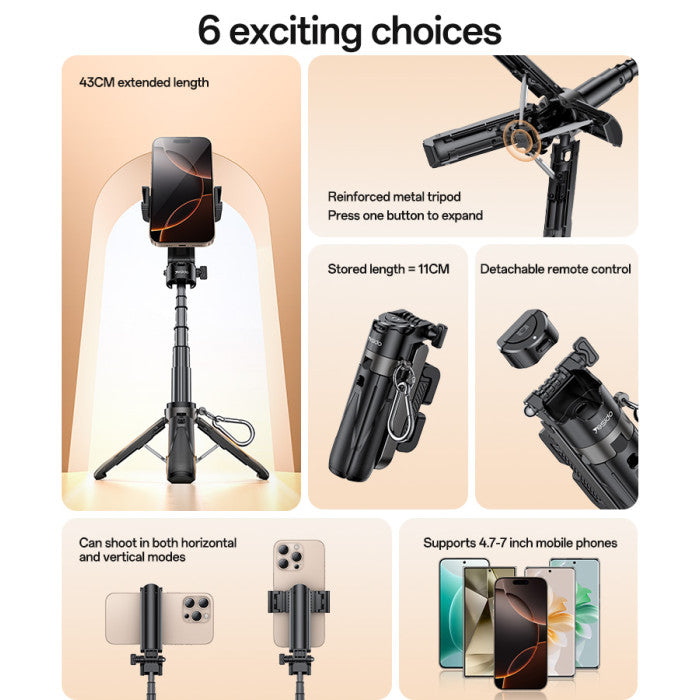 Yesido SF29 43CM Length Tripod Mini Selfie Stick