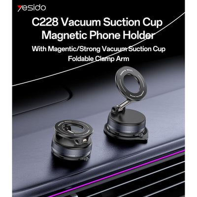 Yesido C228 Foldable Clamp Arm Magnetic Vacuum Suction Cup Car Phone Holder