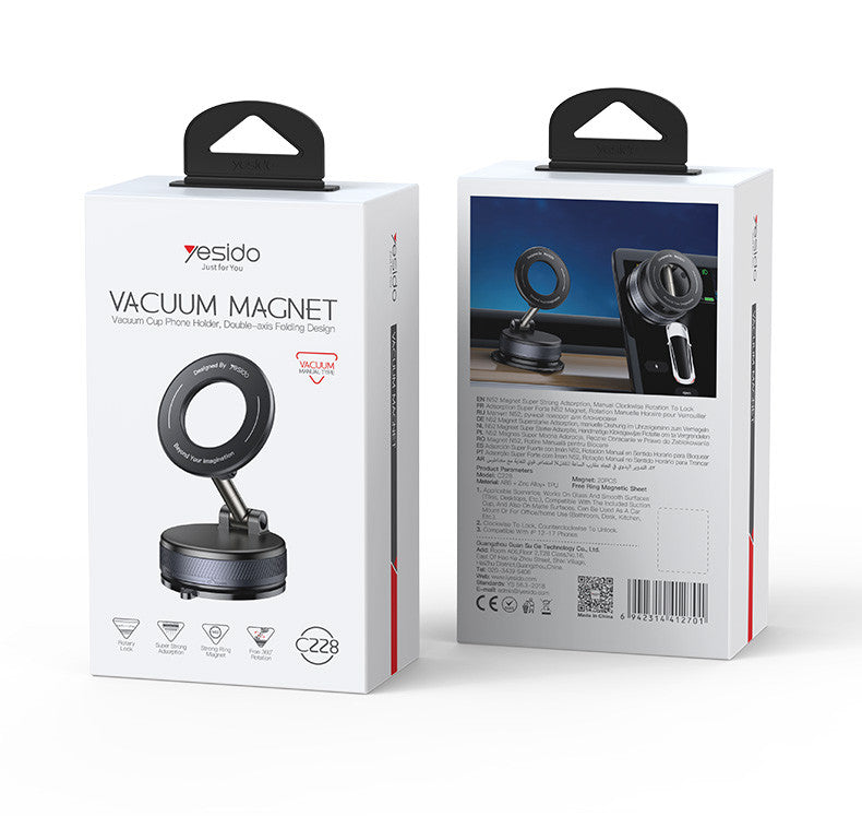 Yesido C228 Foldable Clamp Arm Magnetic Vacuum Suction Cup Car Phone Holder