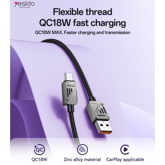 CA135C USB to Type-C 18W Fast Charging Flexible Thread Data Cable