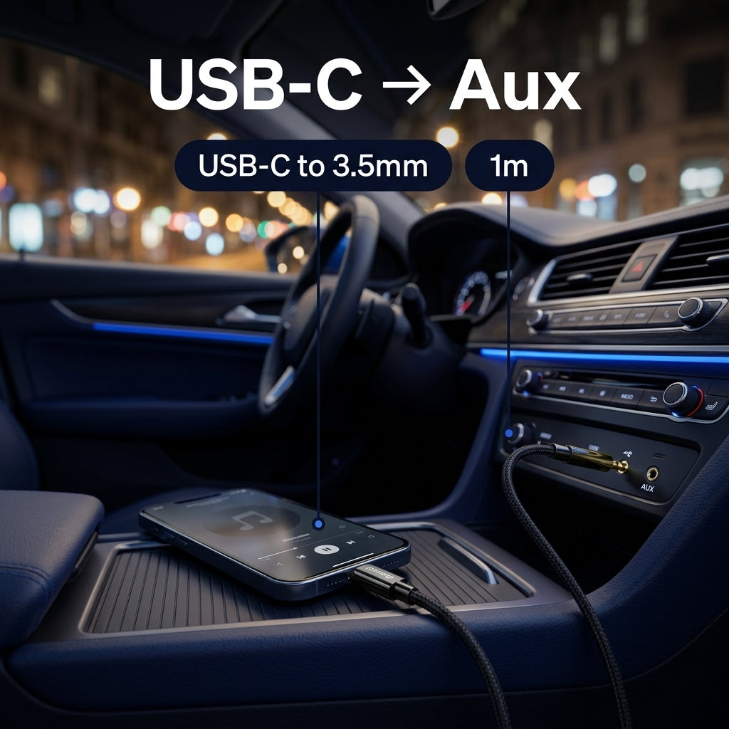 PowerUp AX-2 Audio Cable 3.5mm to USB-C – 1 Meter