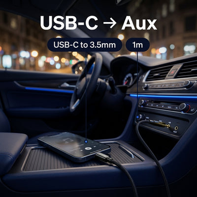 PowerUp AX-2 Audio Cable 3.5mm to USB-C – 1 Meter
