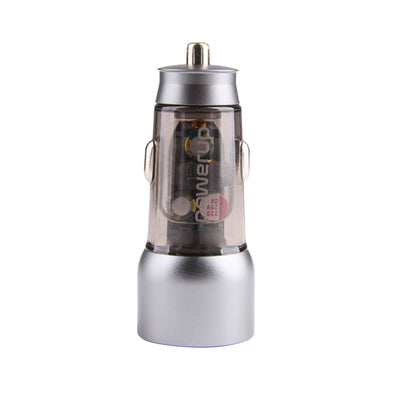 PowerUp CR-7 Fast Car Charger - PD 55W - 2 Port USB C & A - Clear