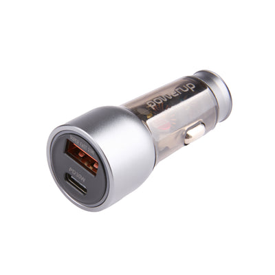 PowerUp CR-7 Fast Car Charger - PD 55W - 2 Port USB C & A - Clear