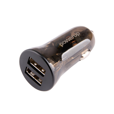 PowerUp CR-9 Mini Car Charger - 3.4A - Dual USB A - Clear