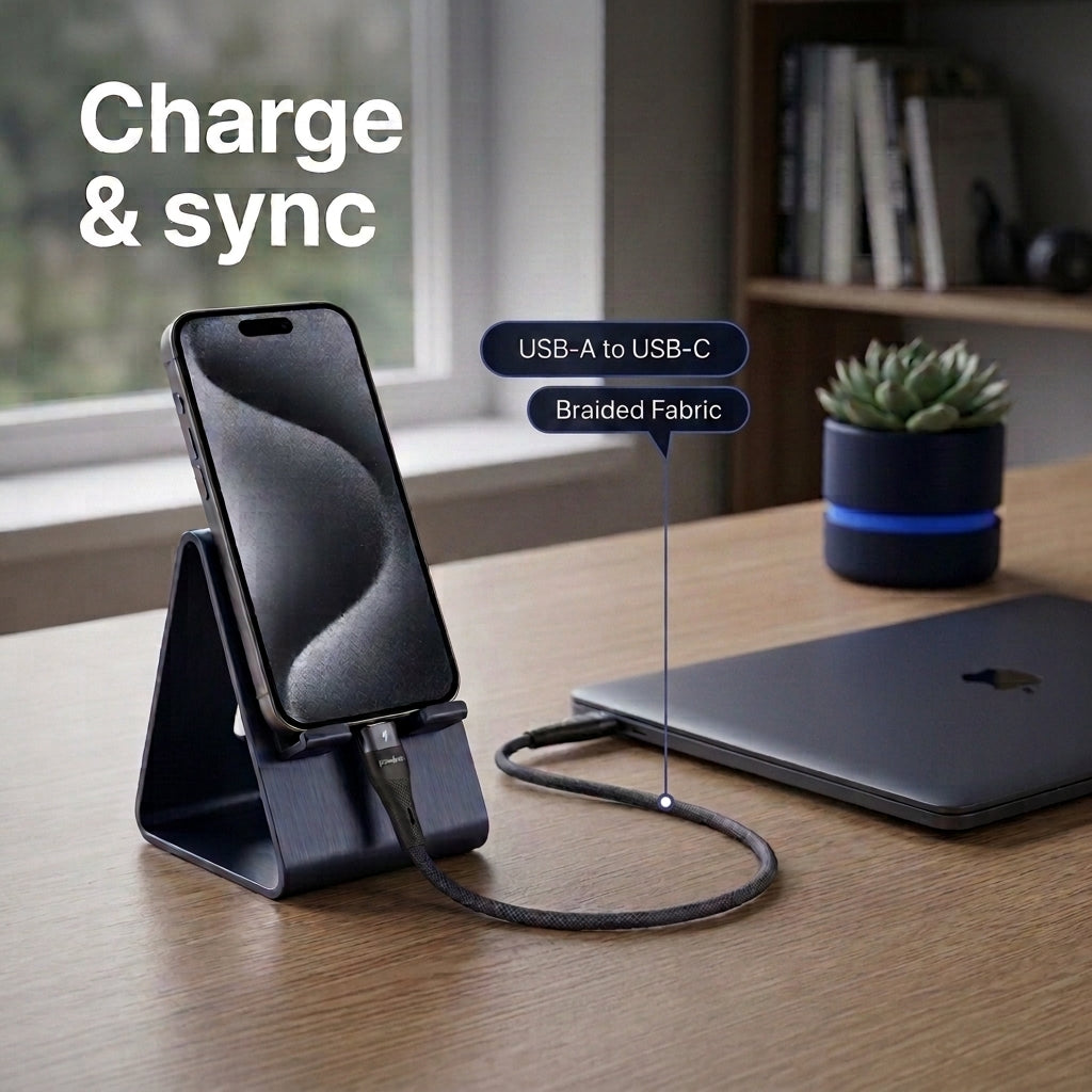 كابل ST-5 من باور اب USB-A إلى USB-C بقوة 18 وات وطول 1 متر