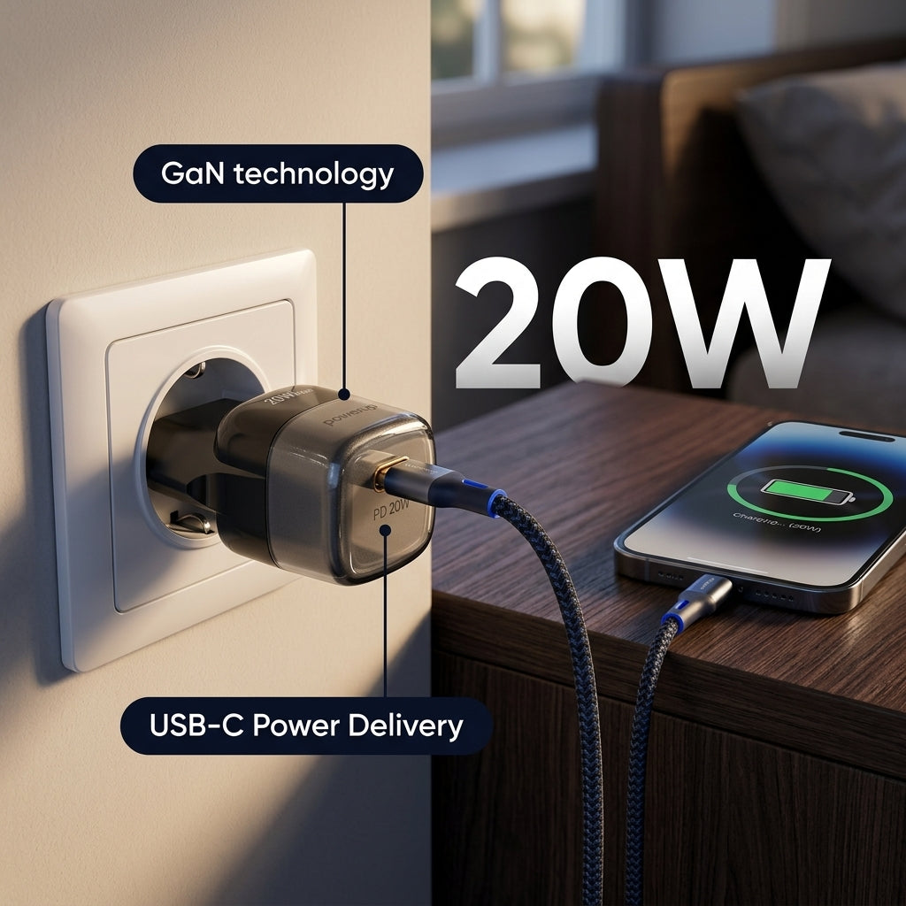شاحن باور أب G-20W-1 منفذ طاقة GaN - توصيل طاقه بقوة 20 وات