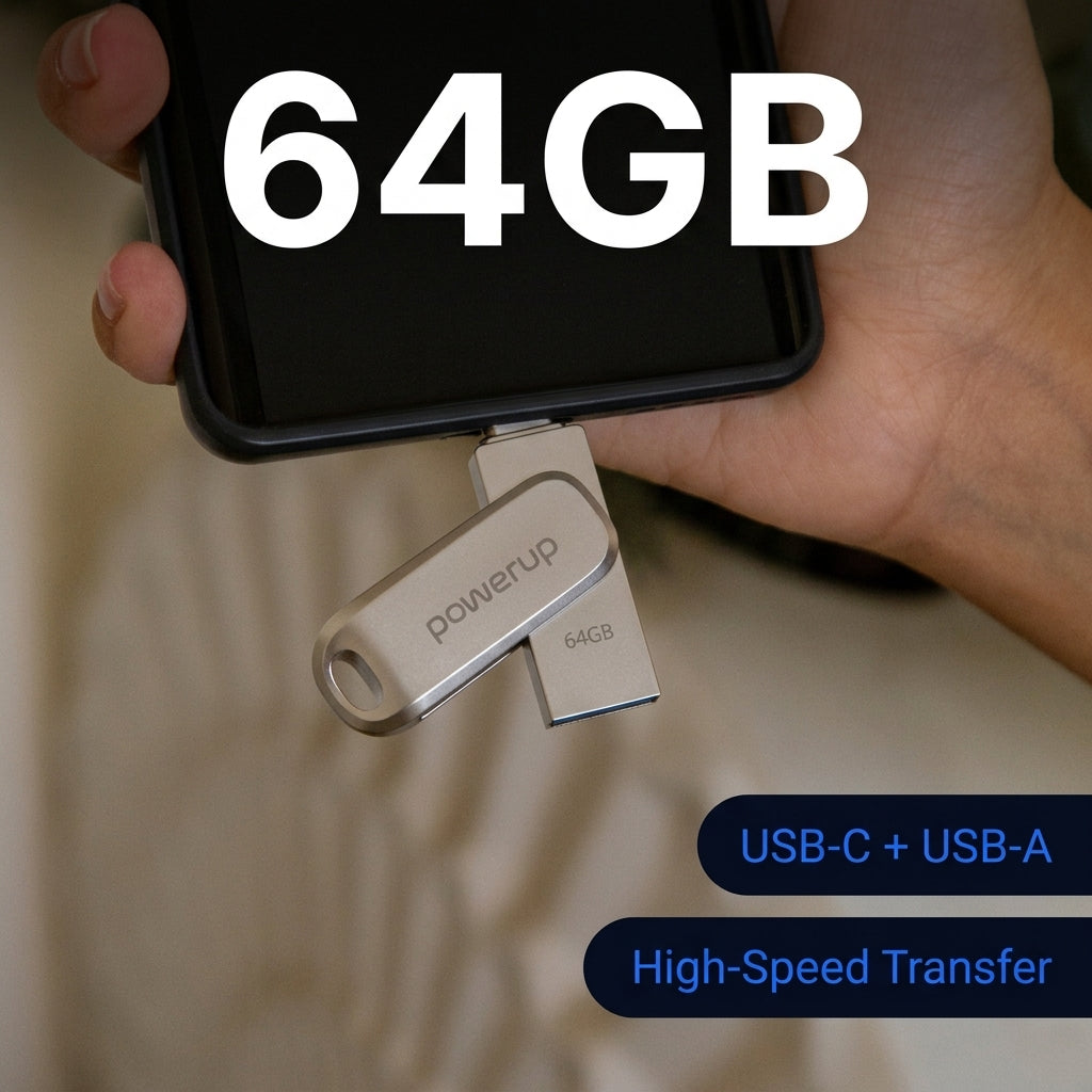 PowerUp - Dual Flash Memory Drive Type-C 64GB